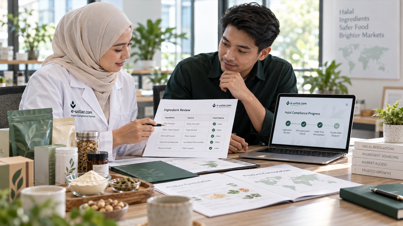 Analyst walking a client through the ingredient review sheet